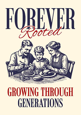 Forever Rooted Family Poster, Vintage Family Wall Art, Generational Legacy Print, Antique Style Home Decor
