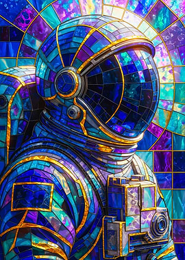 Stained Glass Astronaut Portrait Art