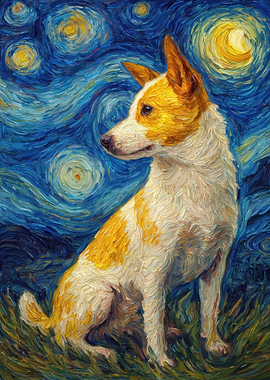 Dog in Starry Night Style