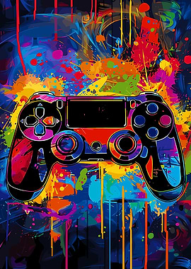 Colorful Gaming Controller Art