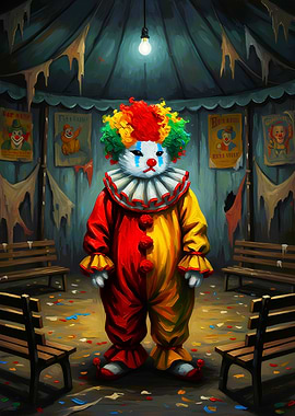 Creepy Clown Cat in Circus Tent