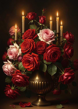 Romantic Roses and Candles