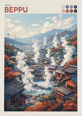 Beppu Japan Hot Springs Landscape