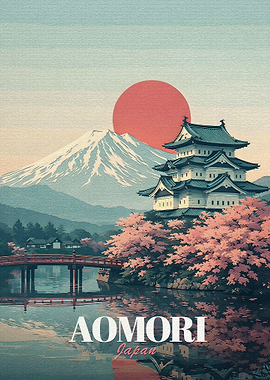 Aomori Japan Castle and Mount Fuji