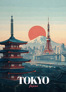 Tokyo Cityscape with Mount Fuji