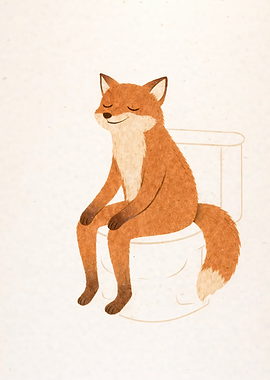 Fox Sitting on Toilet