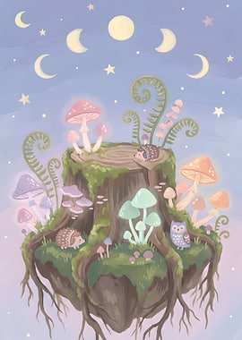 Enchanted Forest Stump with Woodland Creatures