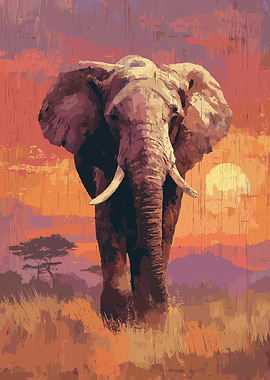 Elephant at Sunset