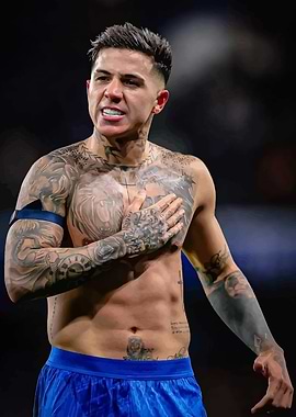 Football Player Enzo Fernandez with Tattoos