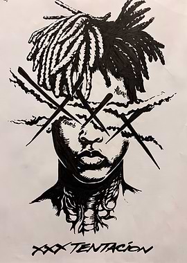XXXTentacion Portrait with Tattoos
