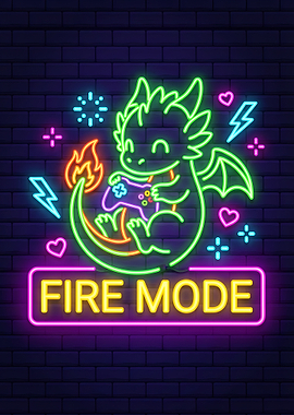 Cute Dragon Gamer Neon Sign