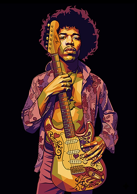 Jimi Hendrix with Electric Guitar