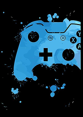 Blue Watercolor Game Controller Splash Art