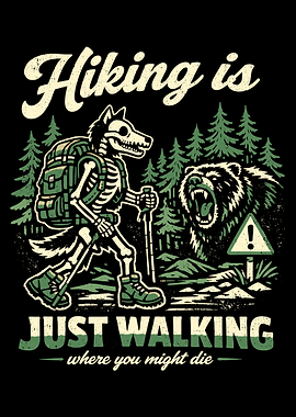 Skeleton Hiker Meets Angry Bear