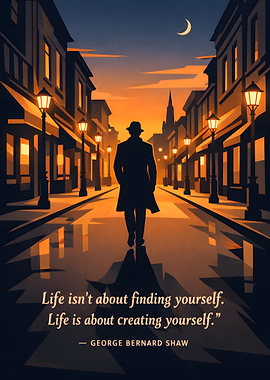 Man walking down street at sunset