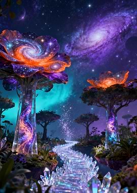 Cosmic Floral Landscape