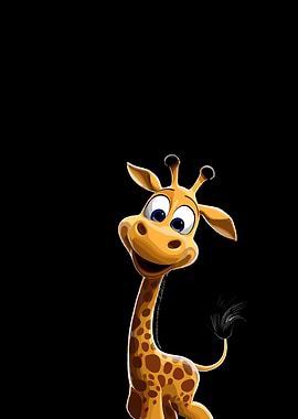 Cute Cartoon Giraffe Peeking