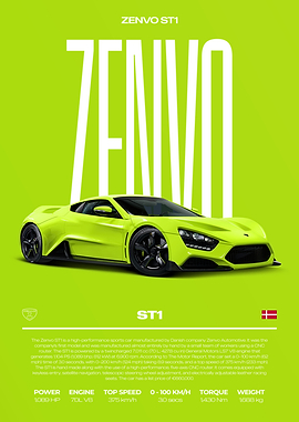 Zenvo ST1 Supercar Car Poster