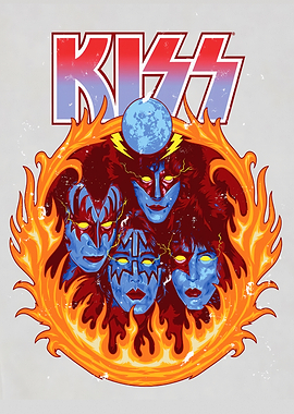 KISS Band Fire Portrait