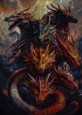 Mythical Multi-Headed Dragon