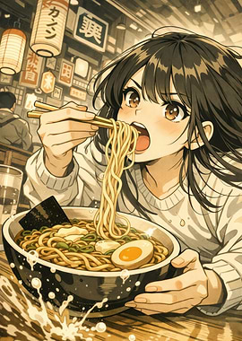 Anime Girl Eating Ramen
