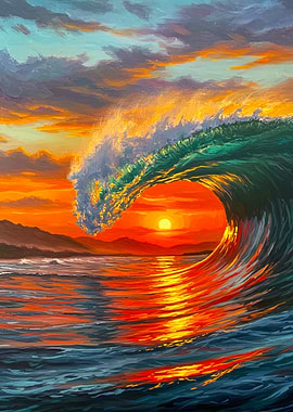 Sunset Wave Painting