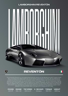 Lamborghini Reventón Car Poster