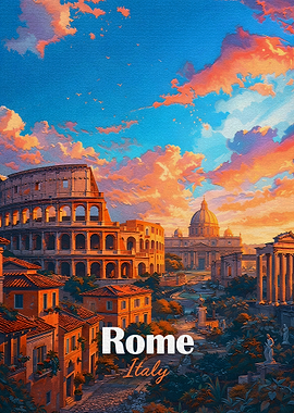 Rome Italy Colosseum Sunset