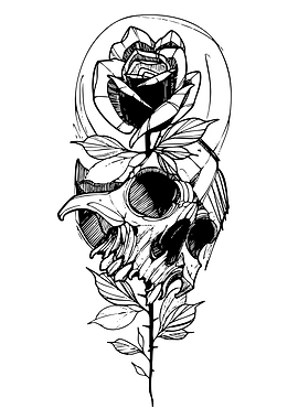 Skull and Rose Tattoo Design
