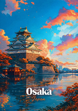 Osaka Castle at Sunset