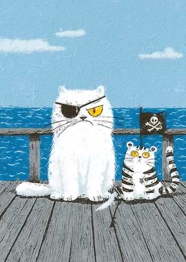 Pirate Cats on a Dock