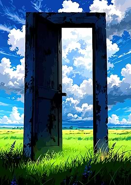 Open Door to a Cloudy Sky