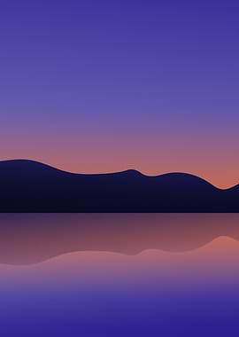 Minimalist Mountain Reflection at Sunset
