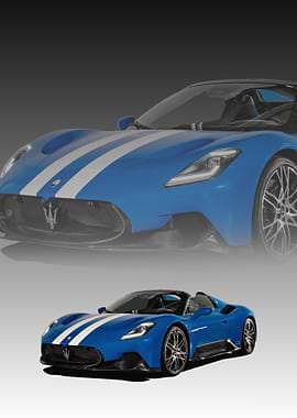 Blue Maserati MC20 with White Stripes