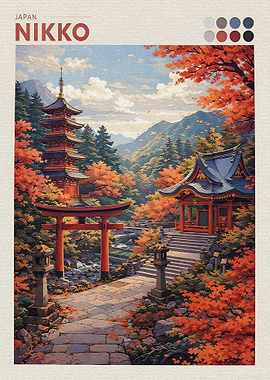 Autumnal Nikko Temple Scene