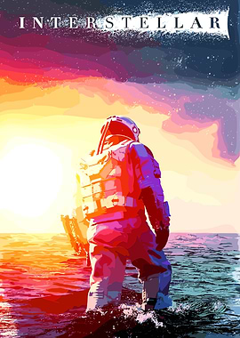 Interstellar Astronaut in Colorful Sky