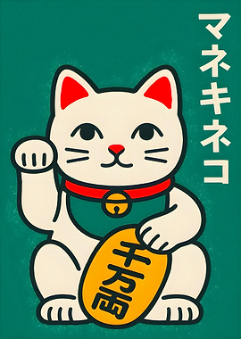 Maneki Neko Lucky Cat with Gold Coin