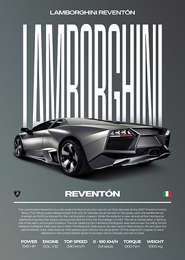 Lamborghini Reventón Car Poster