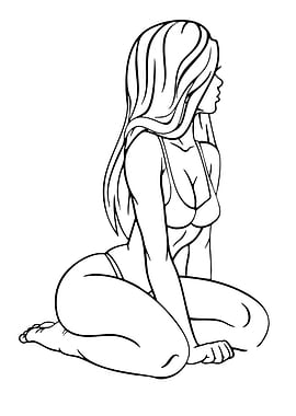 Woman in Bikini Sitting