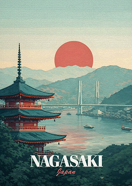 Nagasaki Japan Vintage Poster
