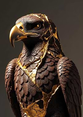 Kintsugi Eagle Sculpture