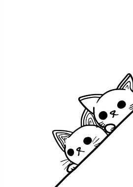 Two cute cats peeking