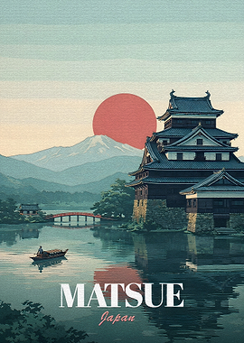 Matsue Castle Japan Travel Poster