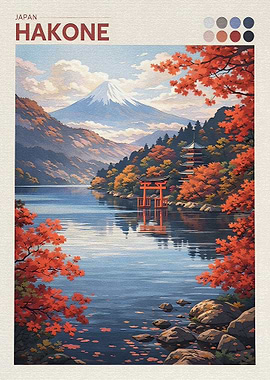 Hakone Autumn Landscape with Mt. Fuji