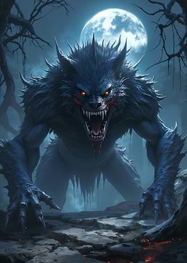 Terrifying Werewolf Under the Full Moon