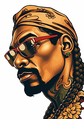 Snoop Dogg Portrait with Bandana and Sunglasses