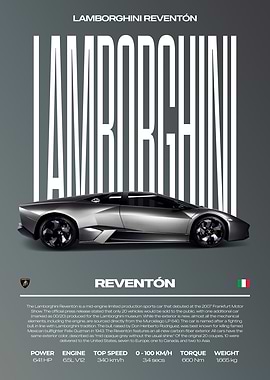 Lamborghini Reventón Car Poster