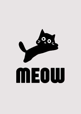 Cute Black Cat Saying Meow