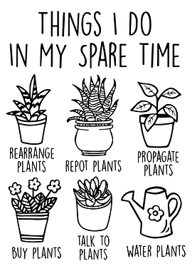 Things I Do in My Spare Time Plant Poster, Funny Plant Lover Wall Art Print