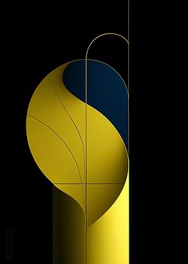 Abstract Yellow and Blue Swirl